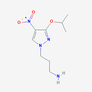 molecular formula C9H16N4O3 B2580432 3-(3-isopropoxy-4-nitro-1H-pyrazol-1-yl)propan-1-amine CAS No. 1856064-05-5