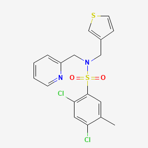 molecular formula C18H16Cl2N2O2S2 B2580439 2,4-dichloro-5-methyl-N-(pyridin-2-ylmethyl)-N-(thiophen-3-ylmethyl)benzenesulfonamide CAS No. 1235657-71-2