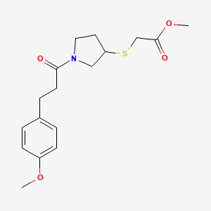 Methyl 2-((1-(3-(4-methoxyphenyl)propanoyl)pyrrolidin-3-yl)thio)acetate