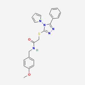 N-[(4-methoxyphenyl)methyl]-2-[(5-phenyl-4-pyrrol-1-yl-1,2,4-triazol-3-yl)sulfanyl]acetamide