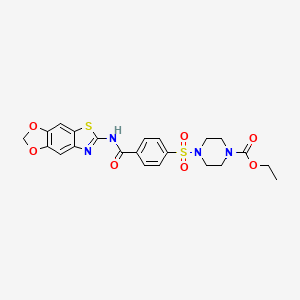 molecular formula C22H22N4O7S2 B2580477 ethyl 4-[4-([1,3]dioxolo[4,5-f][1,3]benzothiazol-6-ylcarbamoyl)phenyl]sulfonylpiperazine-1-carboxylate CAS No. 920471-40-5