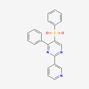 molecular formula C21H15N3O2S B2580485 Phenyl 4-phenyl-2-(3-pyridinyl)-5-pyrimidinyl sulfone CAS No. 339108-09-7