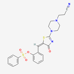 (E)-2-((2-(4-(2-cyanoethyl)piperazin-1-yl)-4-oxothiazol-5(4H)-ylidene)methyl)phenyl benzenesulfonate