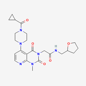 2-(5-(4-(cyclopropanecarbonyl)piperazin-1-yl)-1-methyl-2,4-dioxo-1,2-dihydropyrido[2,3-d]pyrimidin-3(4H)-yl)-N-((tetrahydrofuran-2-yl)methyl)acetamide