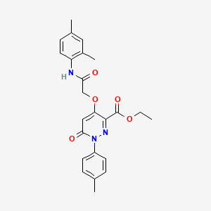 molecular formula C24H25N3O5 B2580504 Ethyl 4-(2-((2,4-dimethylphenyl)amino)-2-oxoethoxy)-6-oxo-1-(p-tolyl)-1,6-dihydropyridazine-3-carboxylate CAS No. 899992-40-6