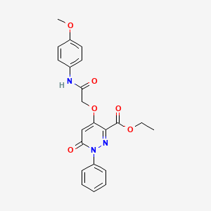 molecular formula C22H21N3O6 B2580511 Ethyl 4-(2-((4-methoxyphenyl)amino)-2-oxoethoxy)-6-oxo-1-phenyl-1,6-dihydropyridazine-3-carboxylate CAS No. 899729-62-5
