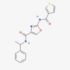 molecular formula C17H15N3O3S B2580519 N-(1-phenylethyl)-2-(thiophene-3-amido)-1,3-oxazole-4-carboxamide CAS No. 1396872-46-0