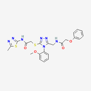 molecular formula C23H23N7O4S2 B2580553 N-{[4-(2-methoxyphenyl)-5-({[(5-methyl-1,3,4-thiadiazol-2-yl)carbamoyl]methyl}sulfanyl)-4H-1,2,4-triazol-3-yl]methyl}-2-phenoxyacetamide CAS No. 394214-93-8
