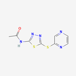 molecular formula C8H7N5OS2 B2580586 N-[5-(2-pyrazinylsulfanyl)-1,3,4-thiadiazol-2-yl]acetamide CAS No. 866043-11-0