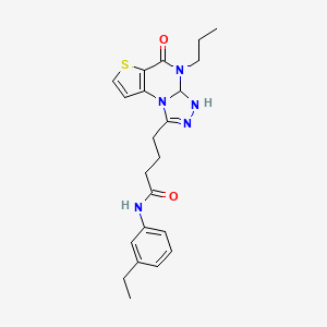 molecular formula C22H25N5O2S B2580587 N-(3-ethylphenyl)-4-{7-oxo-8-propyl-5-thia-1,8,10,11-tetraazatricyclo[7.3.0.0^{2,6}]dodeca-2(6),3,9,11-tetraen-12-yl}butanamide CAS No. 892767-55-4