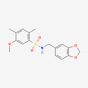 N-(1,3-benzodioxol-5-ylmethyl)-5-methoxy-2,4-dimethylbenzenesulfonamide