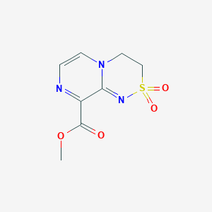 molecular formula C8H9N3O4S B2580629 Methyl 3,4-dihydropyrazino[2,1-c][1,2,4]thiadiazine-9-carboxylate 2,2-dioxide CAS No. 379236-73-4