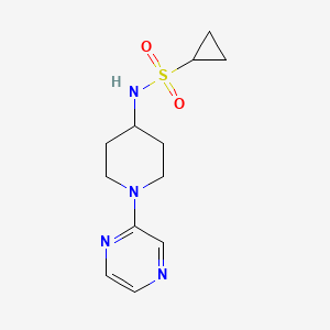 molecular formula C12H18N4O2S B2580633 N-[1-(pyrazin-2-yl)piperidin-4-yl]cyclopropanesulfonamide CAS No. 2415538-50-8