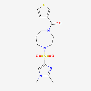 (4-((1,2-dimethyl-1H-imidazol-4-yl)sulfonyl)-1,4-diazepan-1-yl)(thiophen-3-yl)methanone