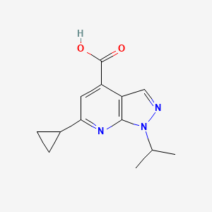 molecular formula C13H15N3O2 B2580649 6-Cyclopropyl-1-isopropyl-1H-pyrazolo[3,4-b]pyridine-4-carboxylic acid CAS No. 851288-57-8
