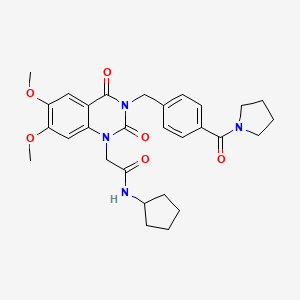 N-cyclopentyl-2-(6,7-dimethoxy-2,4-dioxo-3-(4-(pyrrolidine-1-carbonyl)benzyl)-3,4-dihydroquinazolin-1(2H)-yl)acetamide