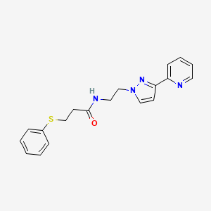 molecular formula C19H20N4OS B2580697 3-(phenylthio)-N-(2-(3-(pyridin-2-yl)-1H-pyrazol-1-yl)ethyl)propanamide CAS No. 1448123-21-4