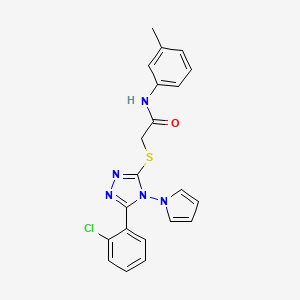 molecular formula C21H18ClN5OS B2580702 2-{[5-(2-chlorophenyl)-4-(1H-pyrrol-1-yl)-4H-1,2,4-triazol-3-yl]sulfanyl}-N-(3-methylphenyl)acetamide CAS No. 886925-85-5