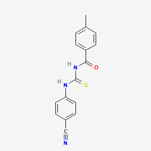 molecular formula C16H13N3OS B2580707 N-[(4-cyanophenyl)carbamothioyl]-4-methylbenzamide CAS No. 642946-02-9