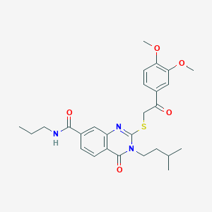 2-((2-(3,4-dimethoxyphenyl)-2-oxoethyl)thio)-3-isopentyl-4-oxo-N-propyl-3,4-dihydroquinazoline-7-carboxamide