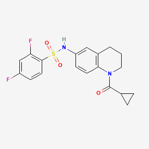 molecular formula C19H18F2N2O3S B2580726 N-(1-cyclopropanecarbonyl-1,2,3,4-tetrahydroquinolin-6-yl)-2,4-difluorobenzene-1-sulfonamide CAS No. 946368-57-6
