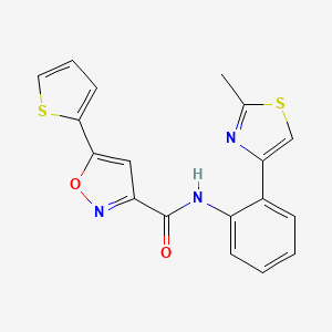 molecular formula C18H13N3O2S2 B2580736 N-(2-(2-methylthiazol-4-yl)phenyl)-5-(thiophen-2-yl)isoxazole-3-carboxamide CAS No. 1796947-35-7