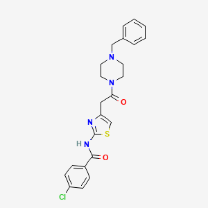 N-(4-(2-(4-benzylpiperazin-1-yl)-2-oxoethyl)thiazol-2-yl)-4-chlorobenzamide