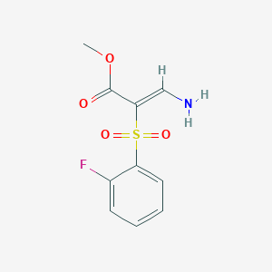 molecular formula C10H10FNO4S B2580742 methyl (2Z)-3-amino-2-[(2-fluorophenyl)sulfonyl]acrylate CAS No. 1327185-25-0