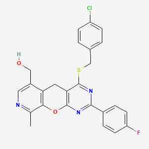 (4-((4-chlorobenzyl)thio)-2-(4-fluorophenyl)-9-methyl-5H-pyrido[4',3':5,6]pyrano[2,3-d]pyrimidin-6-yl)methanol