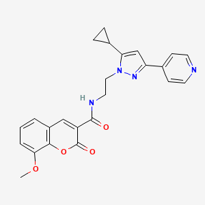 molecular formula C24H22N4O4 B2580777 N-(2-(5-cyclopropyl-3-(pyridin-4-yl)-1H-pyrazol-1-yl)ethyl)-8-methoxy-2-oxo-2H-chromene-3-carboxamide CAS No. 1797327-50-4