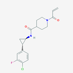 molecular formula C18H20ClFN2O2 B2580780 N-[(1R,2S)-2-(4-Chloro-3-fluorophenyl)cyclopropyl]-1-prop-2-enoylpiperidine-4-carboxamide CAS No. 2361587-94-0