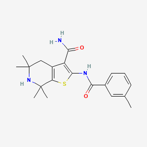 molecular formula C20H25N3O2S B2580807 5,5,7,7-Tetramethyl-2-(3-methylbenzamido)-4,5,6,7-tetrahydrothieno[2,3-c]pyridine-3-carboxamide CAS No. 864860-07-1