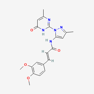 B2580809 (E)-3-(3,4-dimethoxyphenyl)-N-(3-methyl-1-(4-methyl-6-oxo-1,6-dihydropyrimidin-2-yl)-1H-pyrazol-5-yl)acrylamide CAS No. 1019106-23-0
