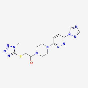 1-(4-(6-(1H-1,2,4-triazol-1-yl)pyridazin-3-yl)piperazin-1-yl)-2-((1-methyl-1H-tetrazol-5-yl)thio)ethanone