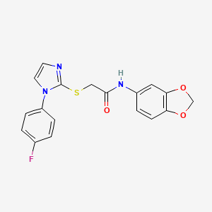N-1,3-benzodioxol-5-yl-2-{[1-(4-fluorophenyl)-1H-imidazol-2-yl]thio}acetamide