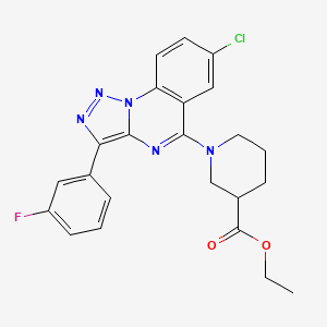 molecular formula C23H21ClFN5O2 B2580836 ETHYL 1-[7-CHLORO-3-(3-FLUOROPHENYL)-[1,2,3]TRIAZOLO[1,5-A]QUINAZOLIN-5-YL]PIPERIDINE-3-CARBOXYLATE CAS No. 931684-48-9