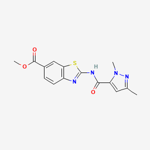 molecular formula C15H14N4O3S B2580838 methyl 2-(1,3-dimethyl-1H-pyrazole-5-amido)-1,3-benzothiazole-6-carboxylate CAS No. 1013784-11-6