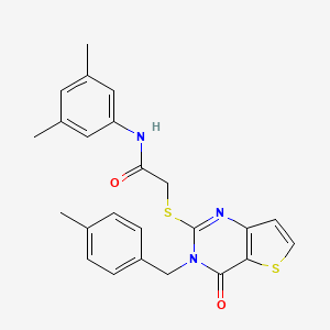 molecular formula C24H23N3O2S2 B2580860 N-(3,5-dimethylphenyl)-2-((3-(4-methylbenzyl)-4-oxo-3,4-dihydrothieno[3,2-d]pyrimidin-2-yl)thio)acetamide CAS No. 1795483-15-6