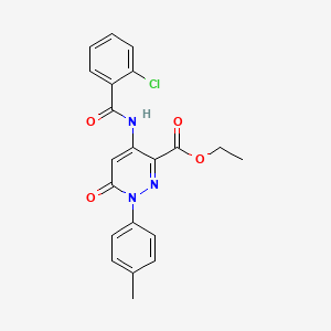 molecular formula C21H18ClN3O4 B2580871 ethyl 4-(2-chlorobenzamido)-1-(4-methylphenyl)-6-oxo-1,6-dihydropyridazine-3-carboxylate CAS No. 941915-72-6