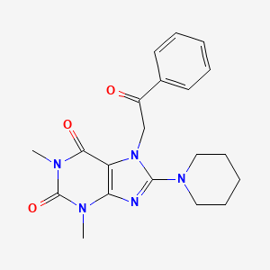 molecular formula C20H23N5O3 B2580884 1,3-dimethyl-7-(2-oxo-2-phenylethyl)-8-(piperidin-1-yl)-1H-purine-2,6(3H,7H)-dione CAS No. 114890-70-9