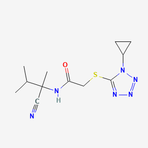 molecular formula C12H18N6OS B2580925 N-(1-cyano-1,2-dimethylpropyl)-2-[(1-cyclopropyl-1H-1,2,3,4-tetrazol-5-yl)sulfanyl]acetamide CAS No. 1030684-91-3