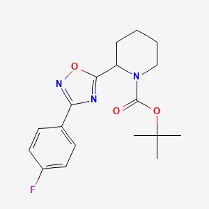 molecular formula C18H22FN3O3 B2580935 Tert-butyl 2-[3-(4-fluorophenyl)-1,2,4-oxadiazol-5-yl]piperidine-1-carboxylate CAS No. 2380190-89-4