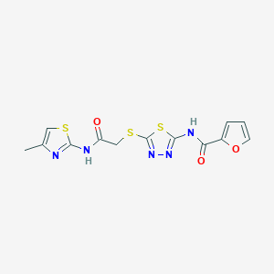 molecular formula C13H11N5O3S3 B2580939 N-(5-((2-((4-methylthiazol-2-yl)amino)-2-oxoethyl)thio)-1,3,4-thiadiazol-2-yl)furan-2-carboxamide CAS No. 868976-81-2