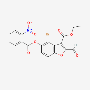 molecular formula C20H14BrNO8 B2580944 ethyl 4-bromo-2-formyl-7-methyl-5-[(2-nitrobenzoyl)oxy]-1-benzofuran-3-carboxylate CAS No. 324538-85-4