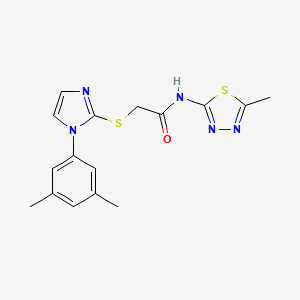 molecular formula C16H17N5OS2 B2580963 2-{[1-(3,5-dimethylphenyl)-1H-imidazol-2-yl]sulfanyl}-N-(5-methyl-1,3,4-thiadiazol-2-yl)acetamide CAS No. 851131-81-2