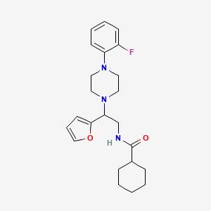 molecular formula C23H30FN3O2 B2580975 N-(2-(4-(2-fluorophenyl)piperazin-1-yl)-2-(furan-2-yl)ethyl)cyclohexanecarboxamide CAS No. 877633-06-2