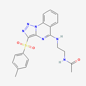 molecular formula C20H20N6O3S B2581033 N-(2-{[3-(4-methylbenzenesulfonyl)-[1,2,3]triazolo[1,5-a]quinazolin-5-yl]amino}ethyl)acetamide CAS No. 866589-23-3