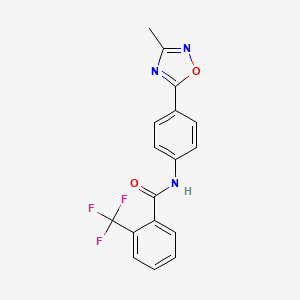 molecular formula C17H12F3N3O2 B2581056 N-[4-(3-methyl-1,2,4-oxadiazol-5-yl)phenyl]-2-(trifluoromethyl)benzamide CAS No. 1226459-78-4