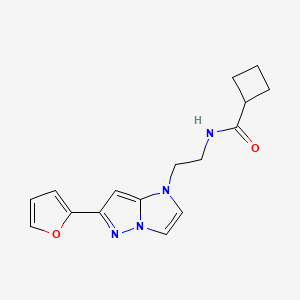 molecular formula C16H18N4O2 B2581058 N-(2-(6-(furan-2-yl)-1H-imidazo[1,2-b]pyrazol-1-yl)ethyl)cyclobutanecarboxamide CAS No. 1795085-76-5