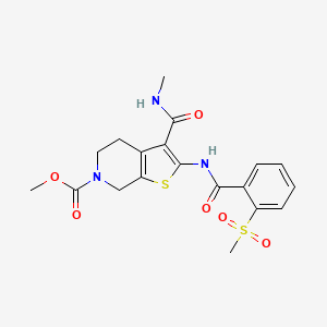 molecular formula C19H21N3O6S2 B2581191 methyl 2-(2-methanesulfonylbenzamido)-3-(methylcarbamoyl)-4H,5H,6H,7H-thieno[2,3-c]pyridine-6-carboxylate CAS No. 886959-96-2